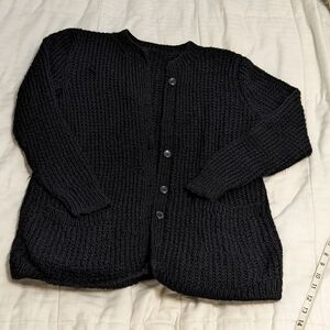 Handmade black cardigan sweater with 2 front pockets